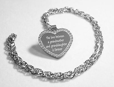 CZ STAINLESS STEEL HEART NAMES, GRANDMOTHER, GRANDAUGHTER FREE ENGRAVE - Samstagsandmore