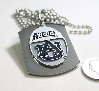 Auburn University X large dog tag stainless steel necklace logo free engrave - Samstagsandmore
