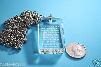 ORACION DE LA SERENIDAD SERENITY CRYSTAL DOG TAG NECKLACE STAINLESS SPANISH - Samstagsandmore