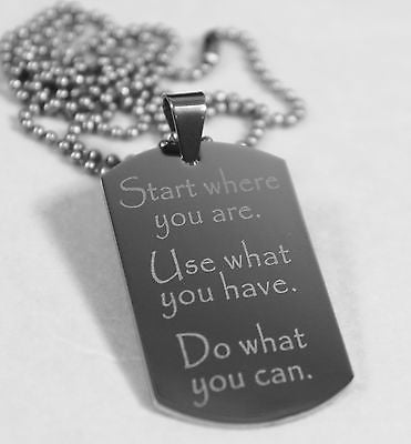 MOTIVATIONAL INSPIRATIONAL CAN DO STAINLESS STEEL  DOG TAG NECKLACE - Samstagsandmore