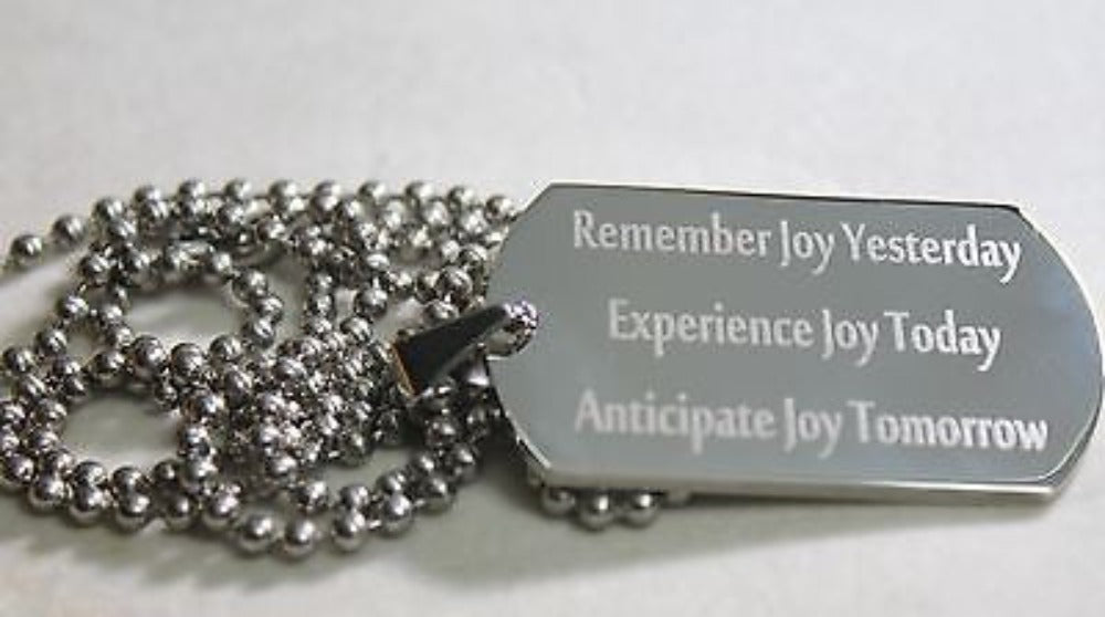 JOY TODAY POSITIVE THOUGHTS MOTIVATIONAL SOLID STAINLESS STEEL TAG NECKLACE - Samstagsandmore
