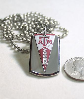 TEXAS ATM AGGIES PENNANT STAINLESS STEEL DOG TAG NECKLACE  3D BALL CHAIN - Samstagsandmore