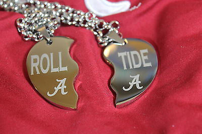 SOLID STAINLESS SPLIT HEART NECKLACES ALABAMA CRIMSON ROLL TIDE BAMA - Samstagsandmore