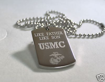 LIKE FATHER LIKE SON MARINE CORE MILITARY THICK STAINLESS STEEL DOG TAG NECKLACE - Samstagsandmore