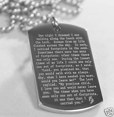 FOOTPRINTS IN THE SAND PRAYER SOLID THICK STAINLESS STEEL SHINE  PRAYER - Samstagsandmore