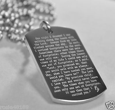 FOOTPRINTS IN THE SAND PRAYER SOLID THICK STAINLESS STEEL SHINE  PRAYER - Samstagsandmore