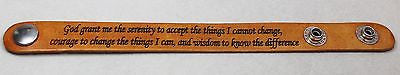 SERENITY PRAYER LASER ENGRAVED LEATHER BRACELET ADJUSTABLE - Samstagsandmore