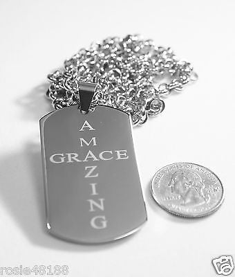 AMAZING GRACE  SOLID THICK  STAINLESS STEEL ROLO CHAIN SHINE CROSS PRAYER NECKLACE - Samstagsandmore
