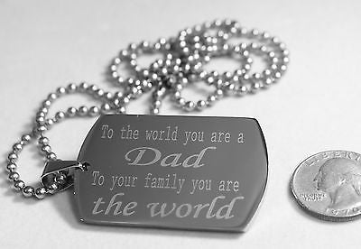 DAD, MOM, SISTER, BROTHER LOVE THE WORLD NECKLACE  DOG TAG STAINLESS STEEL - Samstagsandmore