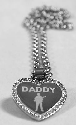 CZ BLING SOLID STAINLESS STEEL HEART DADDY DAD SISTER BROTHER  MOM FREE ENGRAVE - Samstagsandmore