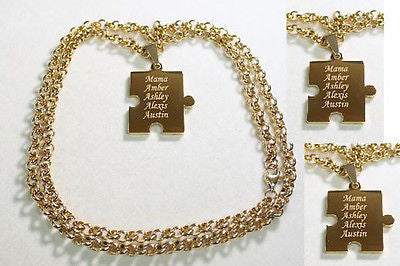 PUZZLE PIECE X3 IPG THICK GOLD PLATED SOLID STAINLESS STEEL ROLO CHAIN NECKLACE - Samstagsandmore