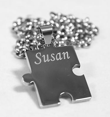 Autism awareness thick puzzle piece solid stainless steel dog tag necklace - Samstagsandmore