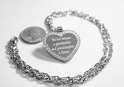 CZ STAINLESS STEEL HEART NAMES, GRANDMOTHER, GRANDAUGHTER FREE ENGRAVE - Samstagsandmore