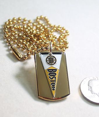 Boston Bruins NHL IPG pennant stainless steel dog tag necklace 3D ball chain - Samstagsandmore