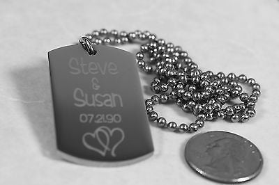 SOLID THICK STAINLESS STEEL SHINE LOVE INTERTWINED HEARTS DOG TAG NECKLACE - Samstagsandmore