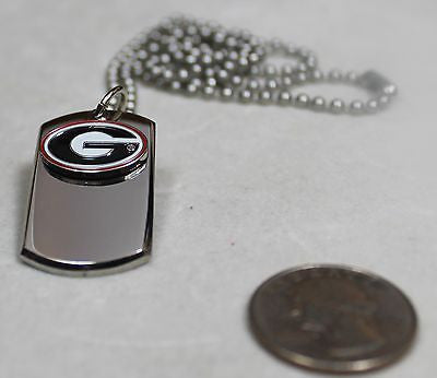 GEORGIA BULLDOGS NECKLACE STAINLESS   DOG TAG SEC FREE ENGRAVING SEND IN MSG - Samstagsandmore