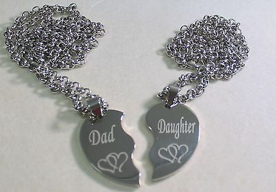 SPLIT HEART NECKLACES DAD DAUGHTER IMAGE SOLID STAINLESS STEEL - Samstagsandmore