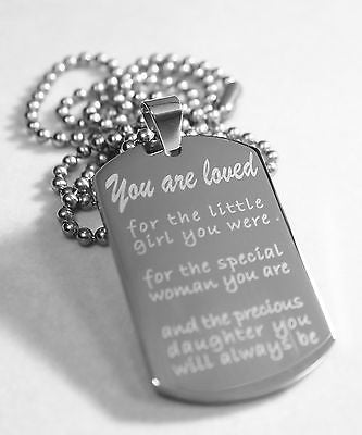 DAUGHTER/SON, DADDYS GIRL MOMMYS GIRL SPECIAL NECKLACE DOG TAG STAINLESS STEEL - Samstagsandmore