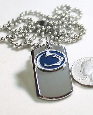 PENN STATE LOGO STAINLESS STEEL DOG TAG NECKLACE  3D BALL CHAIN - Samstagsandmore