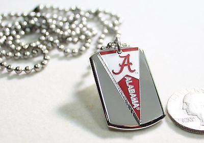 ALABAMA CRIMSON TIDE PENNANT STAINLESS STEEL DOG TAG NECKLACE  3D BALL CHAIN - Samstagsandmore