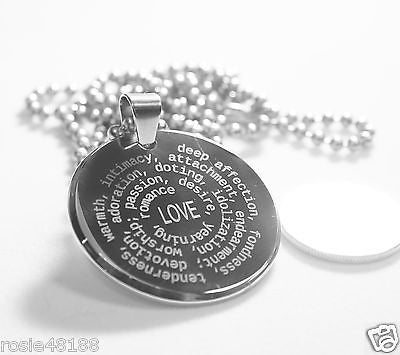 LOVE FAMILY VALENTINE 3D CIRCLE SOLID THICK STAINLESS STEEL CUSTOM ENGRAVE FREE - Samstagsandmore