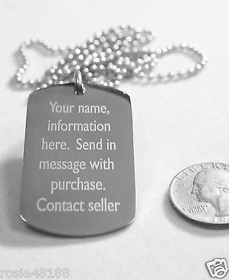MEDICAL ALERT PTSD  SILVER  STAINLESS STEEL  DOG TAG NECKLACE FREE  ENGRAVING - Samstagsandmore