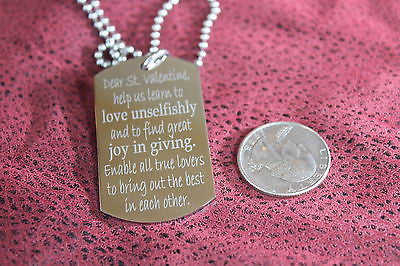 SAINT VALENTINE PRAYER BOY KISS GIRL 2 SIDED  DOG TAG NECKLACE STAINLESS STEEL - Samstagsandmore