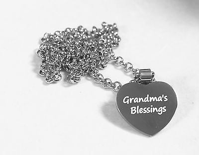 CZ STAINLESS STEEL HEART NAMES, GRANDMA, BABY FOOTPRINT, FREE ENGRAVE - Samstagsandmore