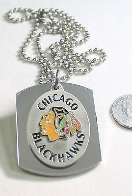 Chicago Blackhawks NHL pendant X large dog tag stainless steel necklace logo - Samstagsandmore