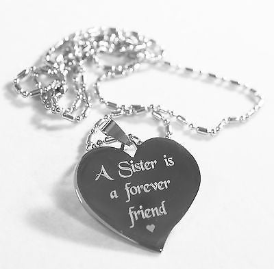 SISTER HEART STAINLESS STEEL PENDANT DOG TAG NECKLACE FREE ENGRAVING - Samstagsandmore
