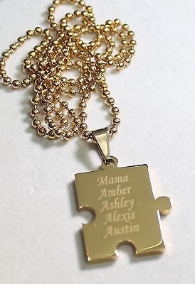 PUZZLE PIECE IPG THICK GOLD PLATED SOLID STAINLESS STEEL BALL CHAIN NECKLACE - Samstagsandmore