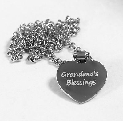 CZ STAINLESS STEEL HEART NAMES, GRANDMA, BABY FOOTPRINT, FREE ENGRAVE - Samstagsandmore