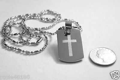 SERENITY  PRAYER  CROSS STAINLESS STE 3D SMALLER SAUSAGE CHAIN DOG TAG NECKLACE - Samstagsandmore