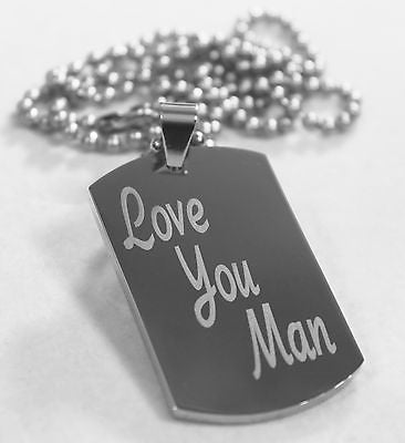 LOVE YOU MAN ON SOLID STAINLESS STEEL FRIENDSHIP THICK TAG BALL CHAIN NECKLACE - Samstagsandmore