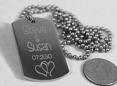 SOLID THICK STAINLESS STEEL SHINE LOVE INTERTWINED HEARTS DOG TAG NECKLACE - Samstagsandmore