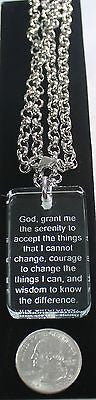 SERENITY PRAYER CRYSTAL DOG TAG NECKLACE STAINLESS STEEL ROLO NECKLACE - Samstagsandmore