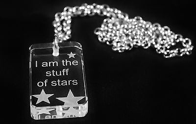 MOTIVATIONAL STAR SAND BLASTED THICK CRYSTAL DOG TAG & STAINLESS STEEL NECKLACE - Samstagsandmore