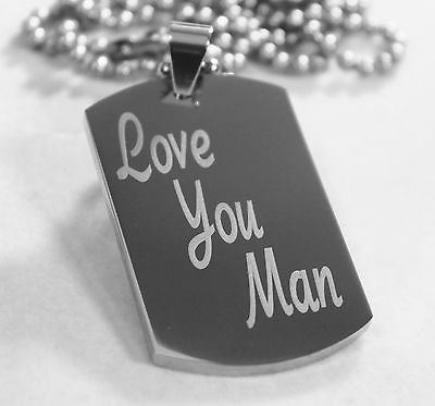 LOVE YOU MAN ON SOLID STAINLESS STEEL FRIENDSHIP THICK TAG BALL CHAIN NECKLACE - Samstagsandmore