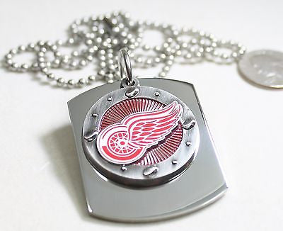 DETROIT RED WINGS  X LARGE  DOG TAG STAINLESS STEEL NECKLACE LOGO - Samstagsandmore