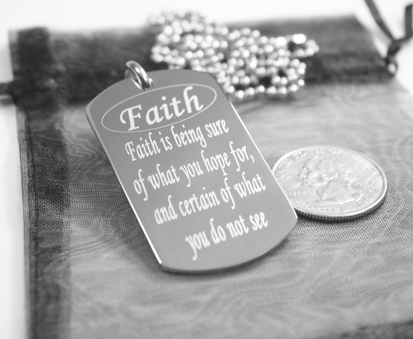 FAITH SPECIAL MESSAGE NECKLACE PENDANT DOG TAG SOLID STAINLESS steel - Samstagsandmore