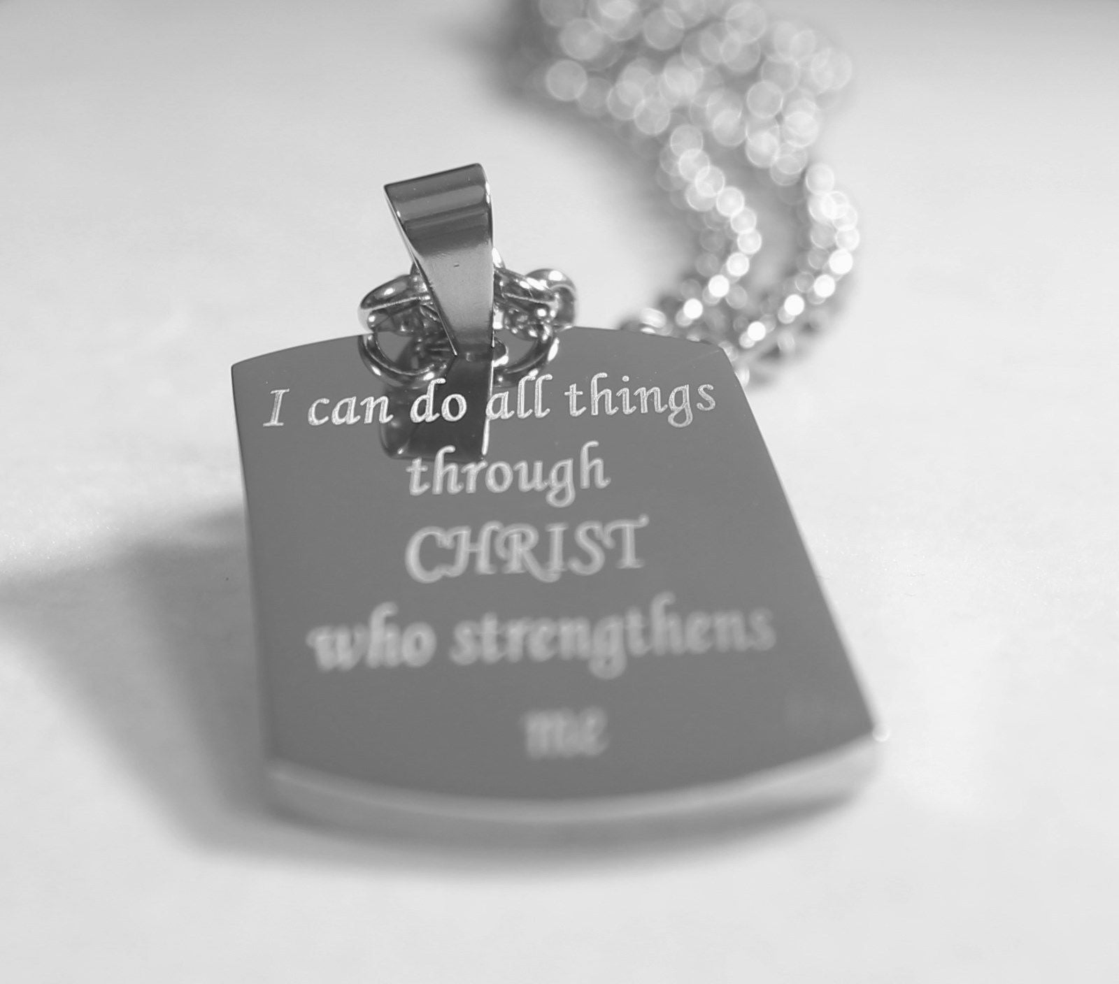 PRAYER I CAN DO ALL THINGS CHRIST THICK STAINLESS STEEL SOLID PENDANT DOG TAG - Samstagsandmore
