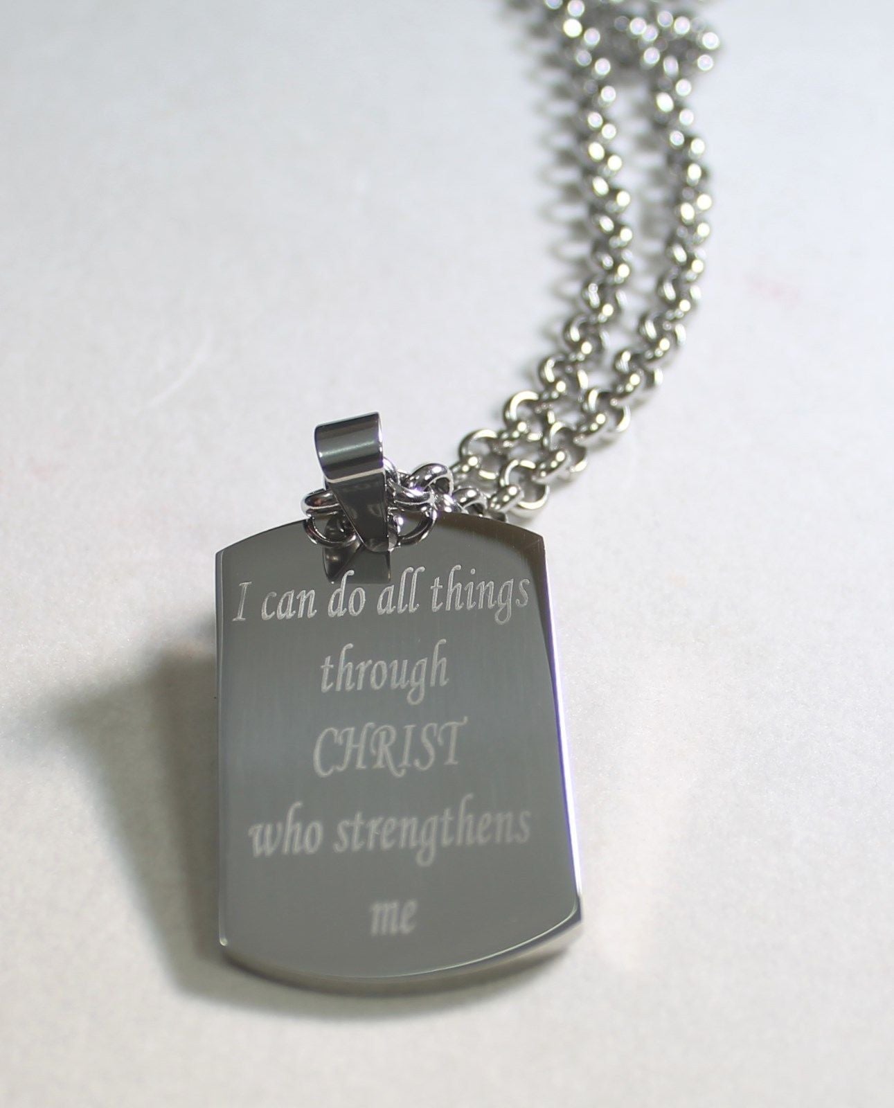 PRAYER I CAN DO ALL THINGS CHRIST THICK STAINLESS STEEL SOLID PENDANT DOG TAG - Samstagsandmore