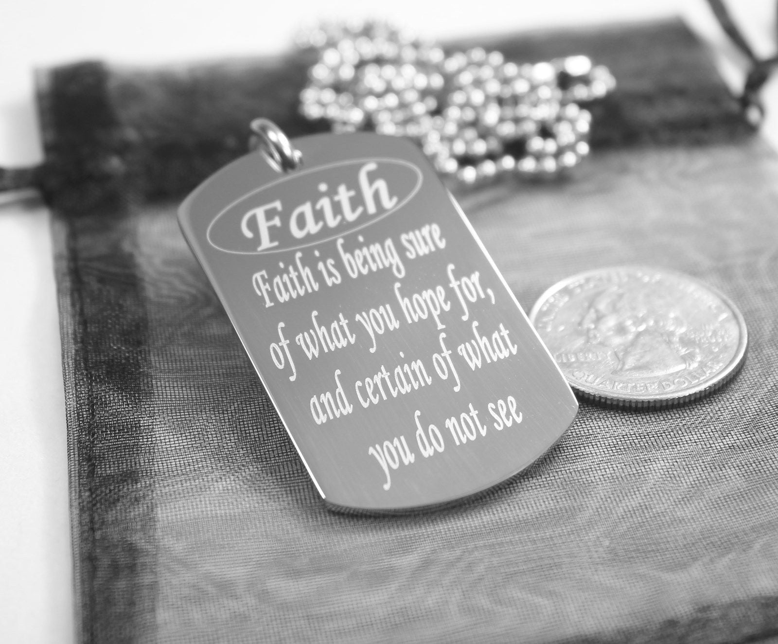 FAITH SPECIAL MESSAGE NECKLACE PENDANT DOG TAG SOLID STAINLESS steel - Samstagsandmore