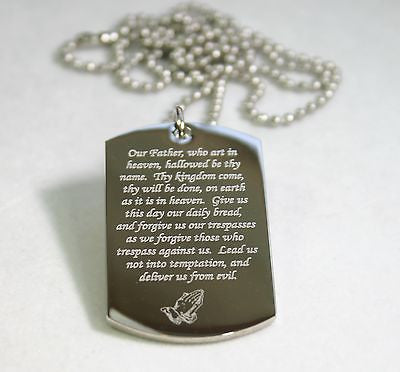LORD'S PRAYER RELIGIOUS STAINLESS STEEL PRAYER DOG TAG NECKLACE - Samstagsandmore