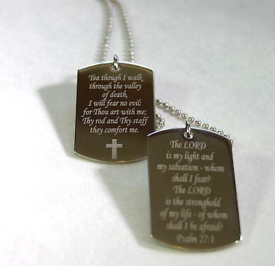 PSALM STAINLESS STEEL TAGS CUSTOM PRAYER MILITARY STYLE  NECKLACE - Samstagsandmore