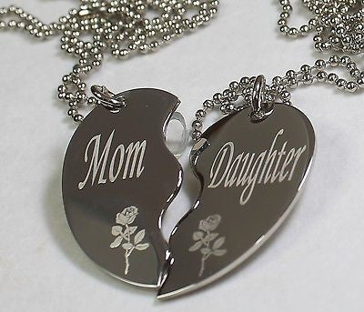 PERSONALIZED SPLIT HEART MOTHER DAUGHTER  NECKLACE SET STAINLESS STEEL - Samstagsandmore