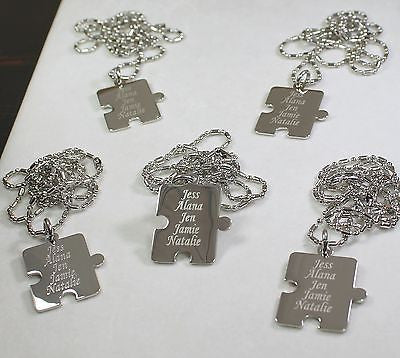 PERSONALIZED PUZZLE PIECES PENDANTS NECKLACE FIVE FAMILY COUSINS FRIENDS TEAM - Samstagsandmore