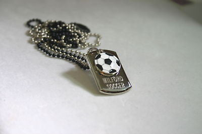 SOCCER FOOTBALL STAINLESS STEEL 3D TAG NECKLACE PENDANT - Samstagsandmore
