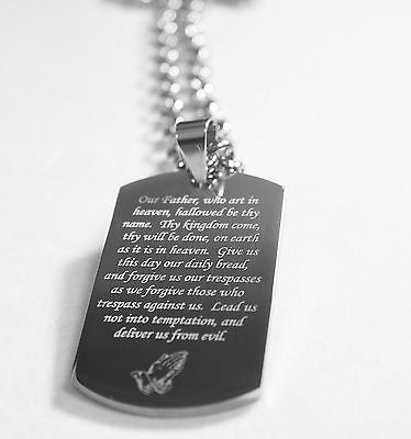 THE LORD'S PRAYER  SOLID THICK STAINLESS STEEL HIGH SHINE DOG TAG NECKLACE - Samstagsandmore