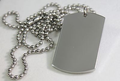 SOLID STAINLESS STEEL HEAVY DUTY POLISHED DOG TAG NECKLACE PENDANT FREE ENGRAVE - Samstagsandmore